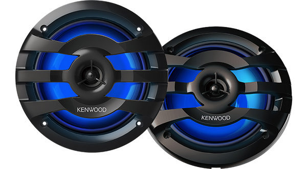 Kenwood KFC-1673MRBL 260 Watts Max 4 Ohms 6.5 Inch 2-Way RGB Lightning Marine Power Sports LED Speakers- Black