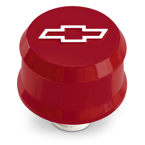 PROFORM Slant-Edge Aluminum Push-In Air Breather Cap Red Raised & Machined Bowtie Emblem 141-863