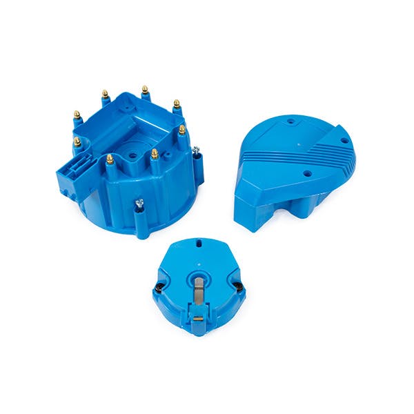 Top Street Performance JM6950BL HEI Distributor Cap and Rotor Kit Super Cap, Coil Cover, Rotor, Blue