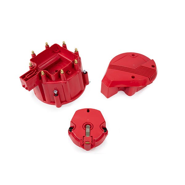 Top Street Performance JM6950R HEI Distributor Cap and Rotor Kit Super Cap, Coil Cover, Rotor, Red