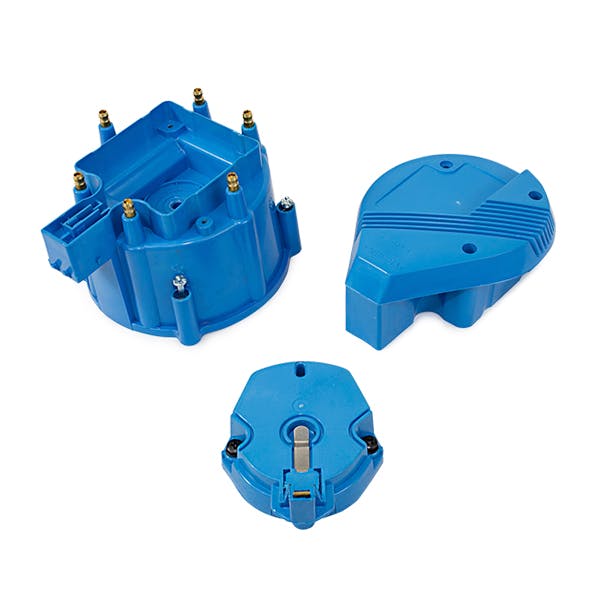 Top Street Performance JM6952BL HEI Distributor Cap and Rotor Kit Super Cap, Coil Cover, Rotor, Blue