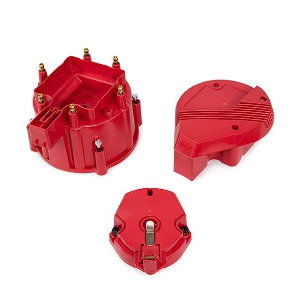 Top Street Performance JM6952R HEI Distributor Cap and Rotor Kit Super Cap, Coil Cover, Rotor, Red
