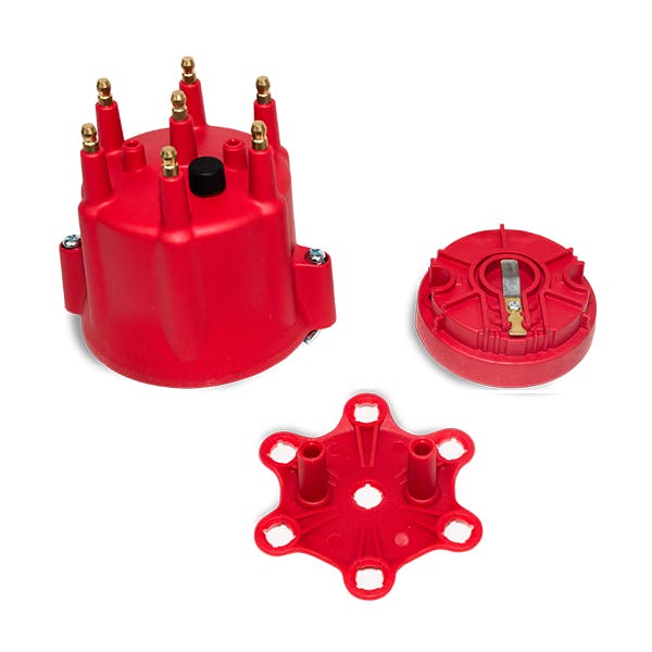 Top Street Performance JM6975R Pro Series Pro Billet Ready To Run Distributor Cap and Rotor Kit Red
