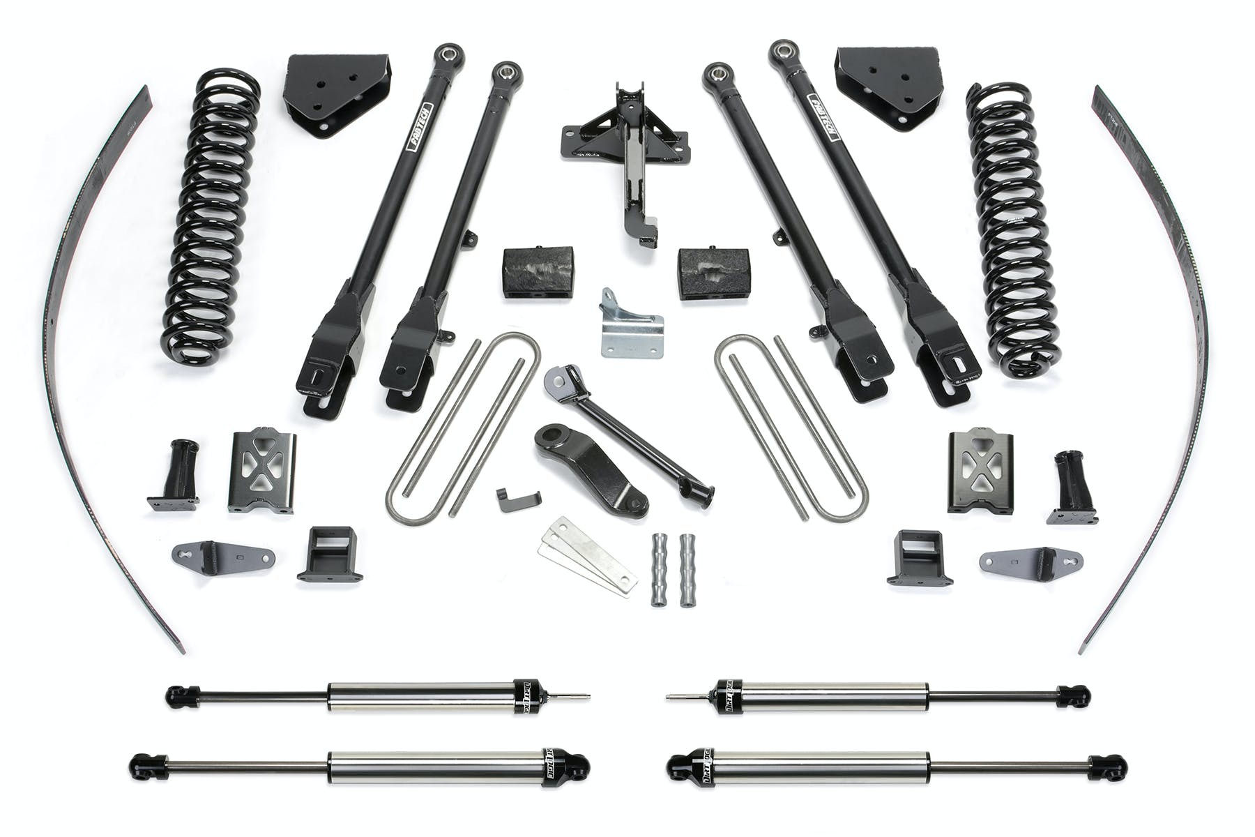 Fabtech K20171DL 8in. 4LINK SYS W/COILS/DLSS SHKS 05-07 FORD F250 4WD W/FACTORY OVERLOAD