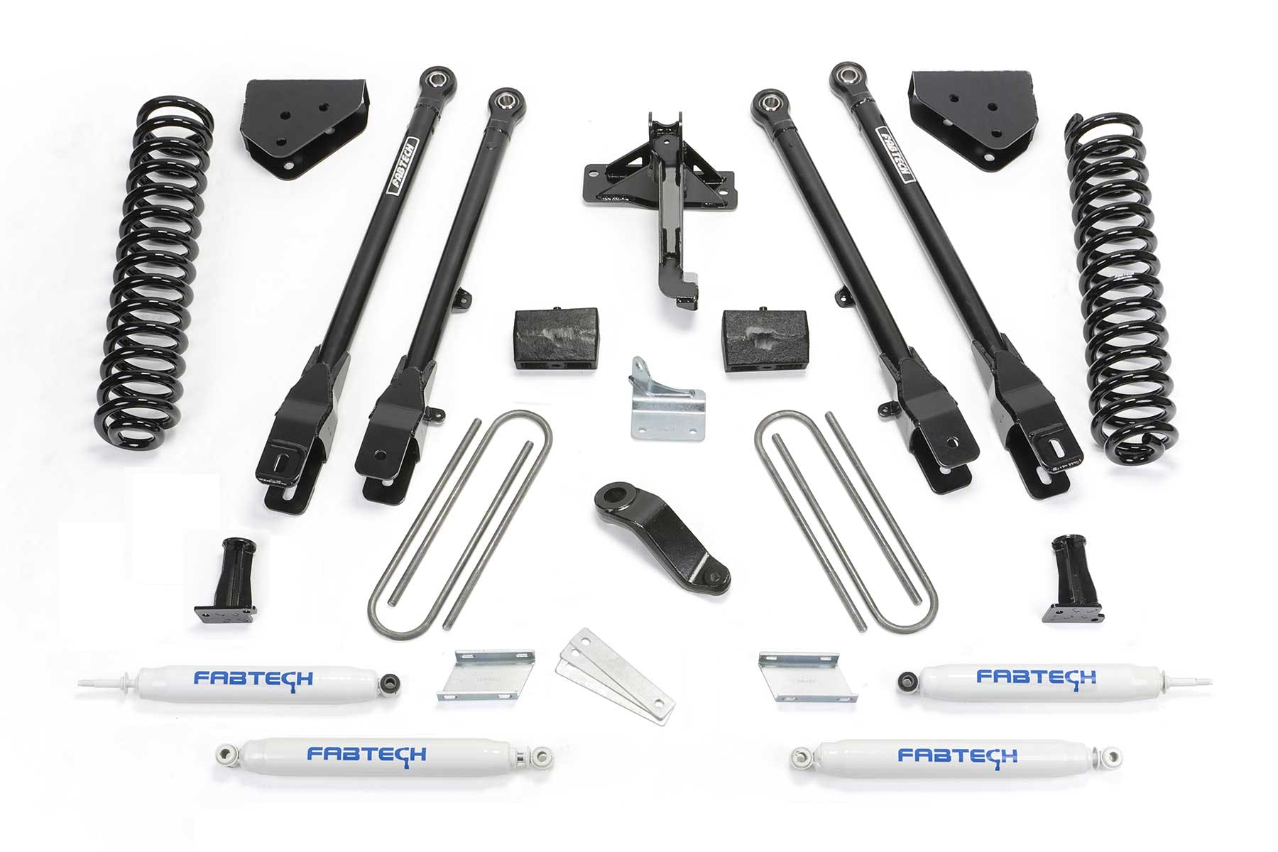 Fabtech K2120 6in. 4LINK SYS W/COILS/PERF SHKS 2008-11 FORD F250 4WD