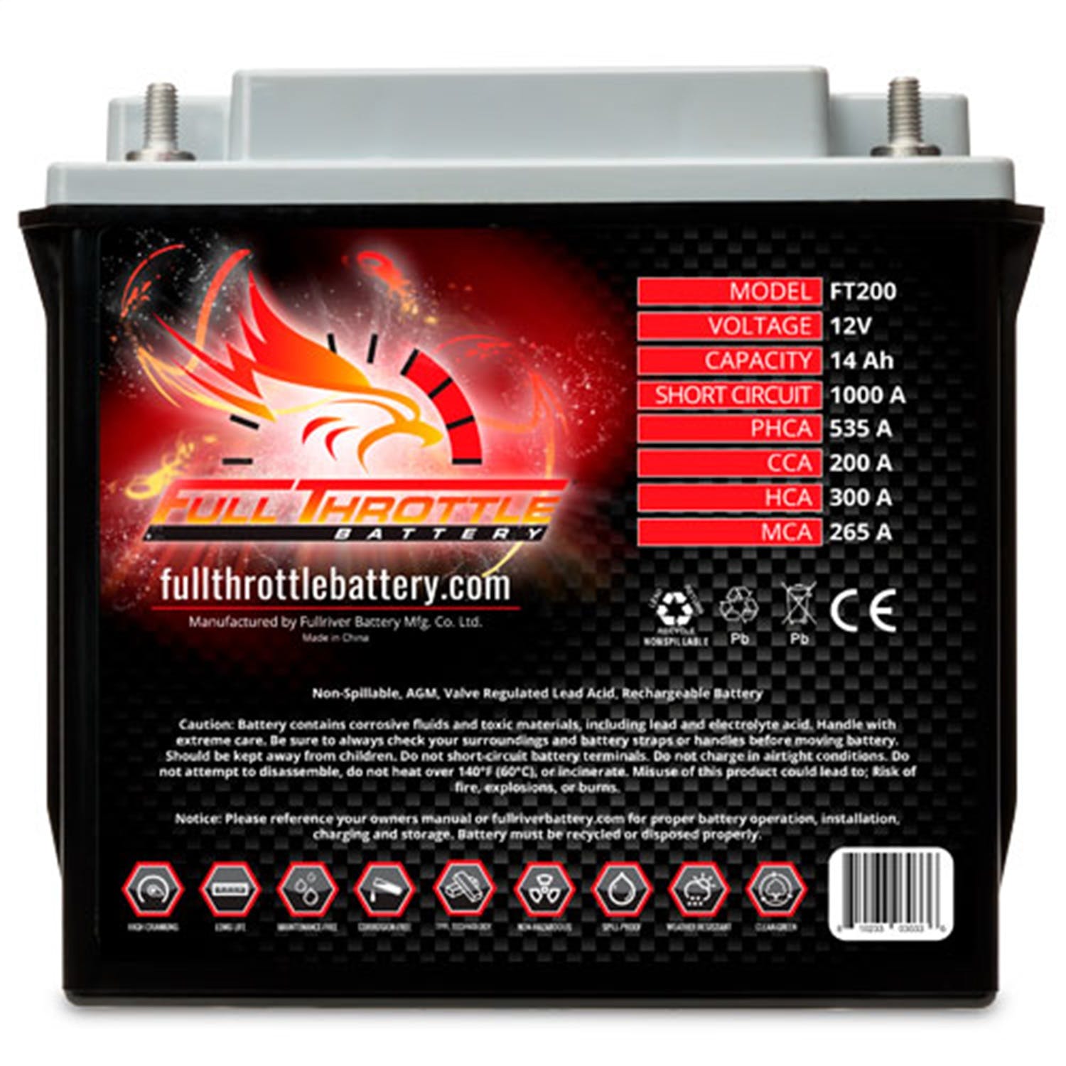 Fullriver Battery FT200 Full Throttle 12V Power Sports Battery