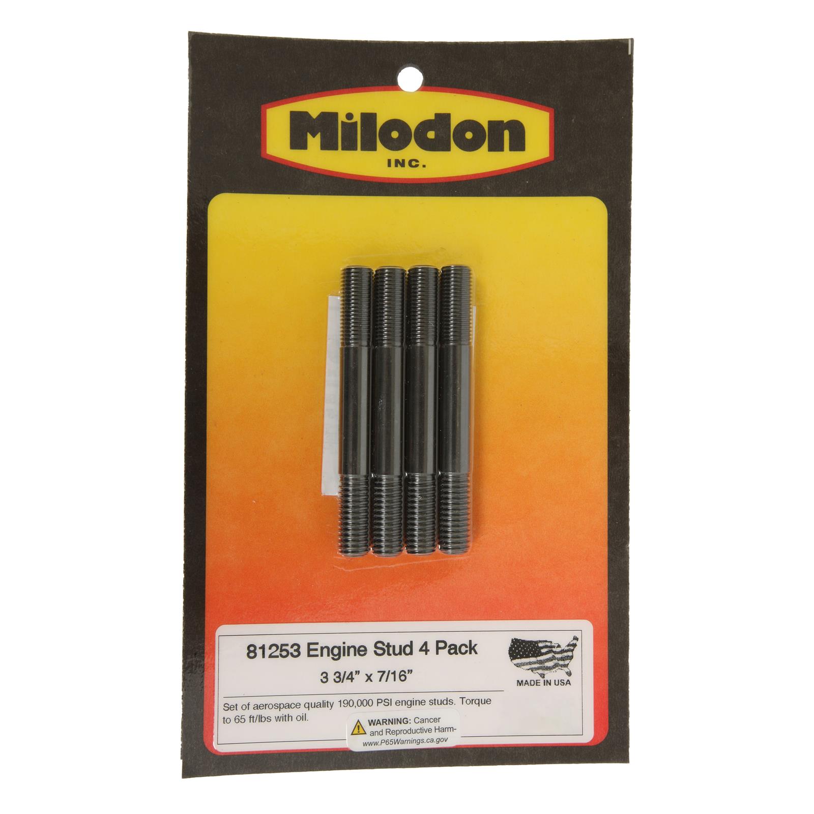 Milodon 3.8 x 1/2 Studs 4 Pack 81274