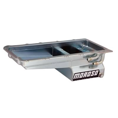 Moroso 20141 Wet Front Angled Sump Steel Oil Pan (6 deep/7qt/Chevy LS Series)