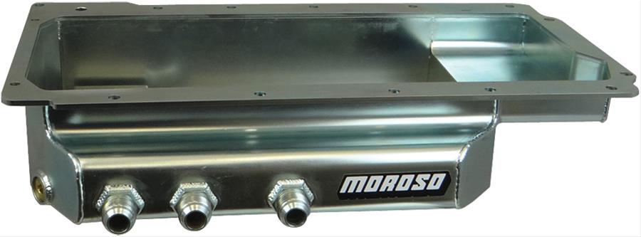 Moroso 21156 Dry Sump Steel Oil Pan (4 deep 14G Steel Sump/Right-Side Pickup/GM LS Series)