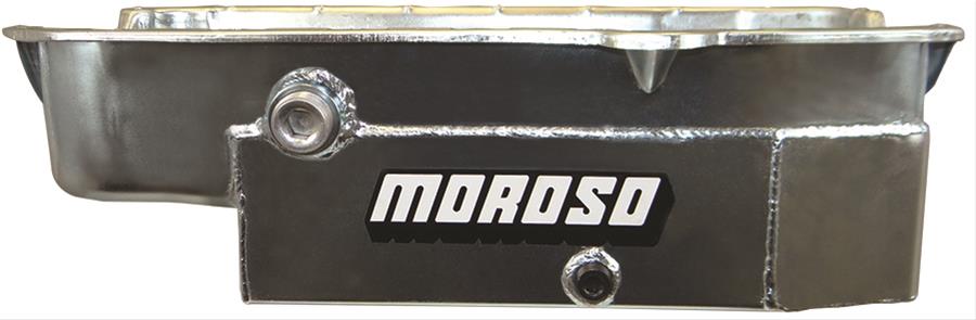 Moroso 21325 Wet Offset Rear Sump Steel Oil Pan (6.5 deep/8qt /Baffled/Windage Tray/SBC)