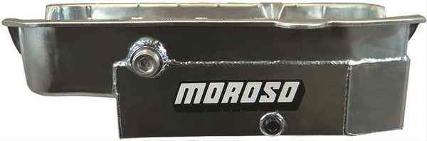 Moroso 21326 Wet Offset Rear Sump Steel Oil Pan (6.5 deep/8qt/Baffled/Windage Tray/SBC)