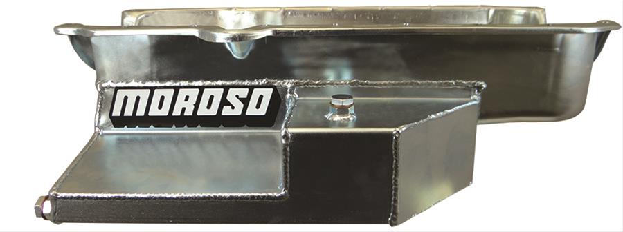 Moroso 21327 Wet Offset Rear Sump Steel Oil Pan (6.5 deep/8qt/Baffled/Windage Tray/SBC)