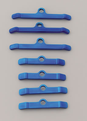 Moroso 68526 Blue Powder-Coated Steel Valve Cover Hold Down Tabs (BBC)