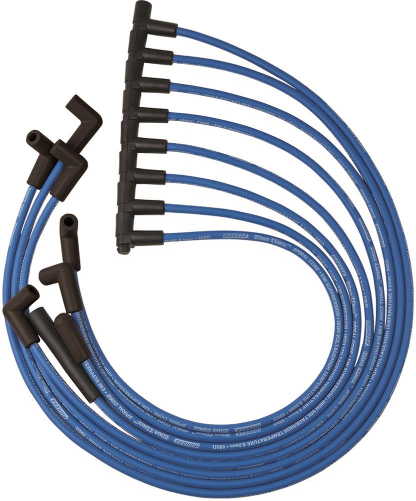 Moroso 72525 Blue Max Spiral Core Custom Wire Set (Blue/Unsleeved/90° and Straight/HEI)