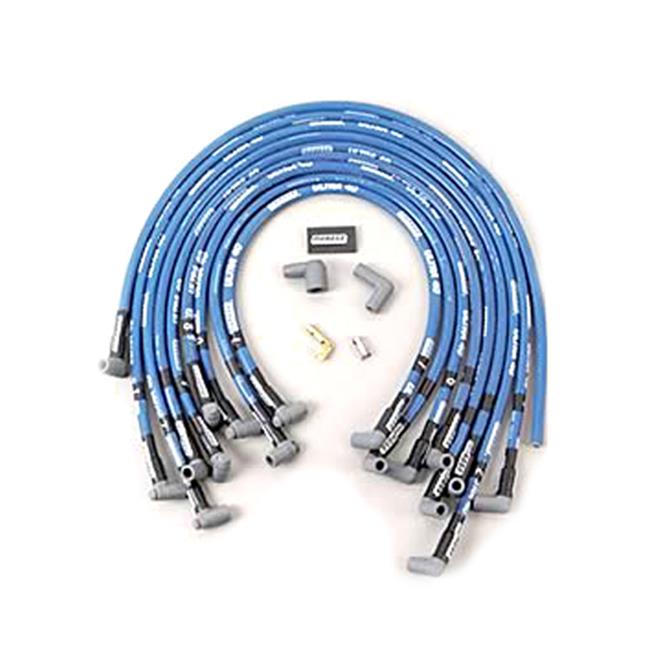 Moroso 73616 Ultra 40 Blue Custom Wire Set (Sleeved, BBC, Under Header/HEI, 90° Boots)