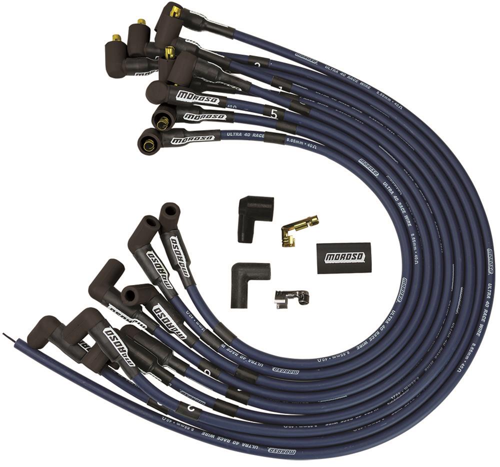 Moroso 73663 Ultra 40 Blue Custom Wire Set (Unsleeved, SBC, Over VC/Non-HEI)
