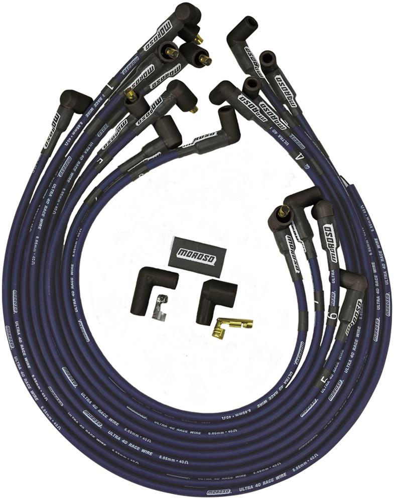 Moroso 73665 Ultra 40 Blue Custom Wire Set (Unsleeved, SBC, Under Header/Non-HEI)