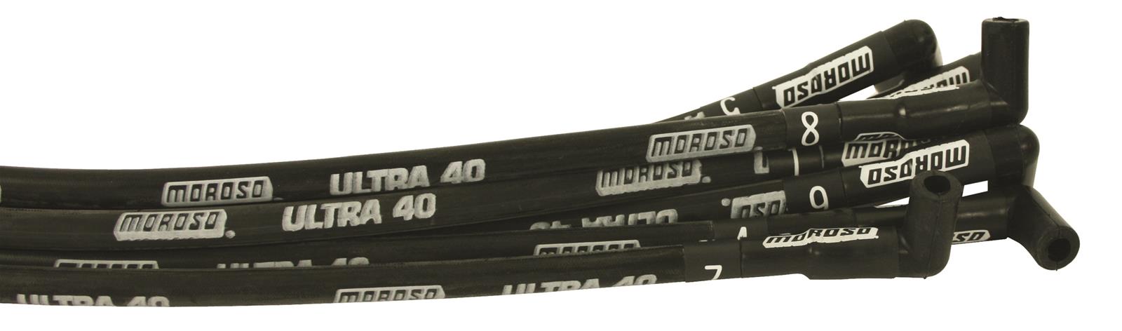 Moroso 73824 Ultra 40 Black Custom Wire Set (Sleeved, SBC, Over VC/Non-HEI, 90° Boots)