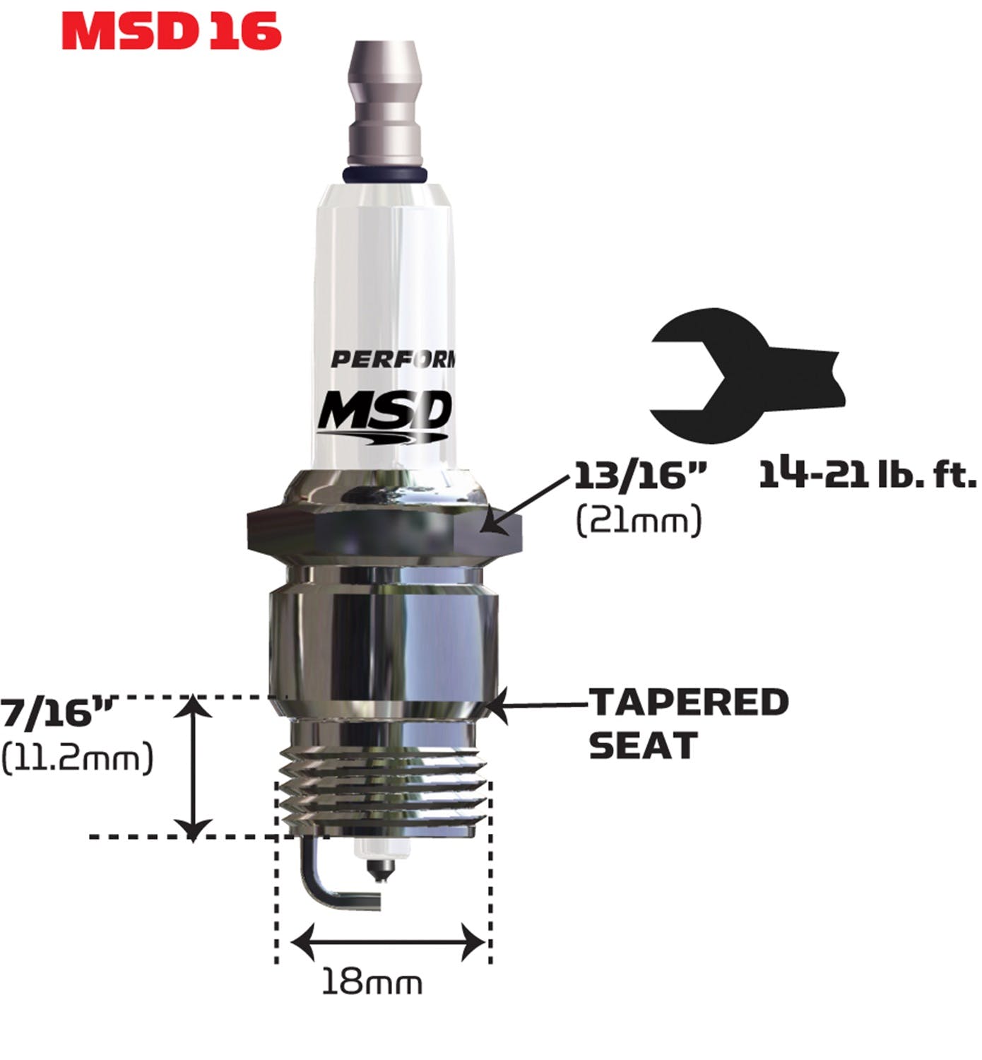 MSD Performance 3744 Spark Plug, 16IR5Y, Spark Plug Qty 1