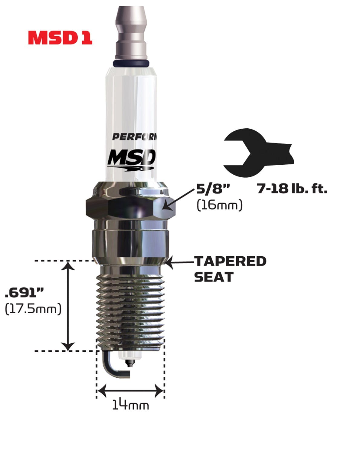 MSD Performance 37114 Spark Plug, 1IR4Y 4-pack