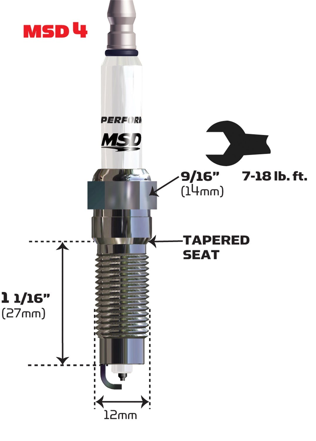 MSD Performance 37174 Spark Plug, 4IR7Y, 4-Pack