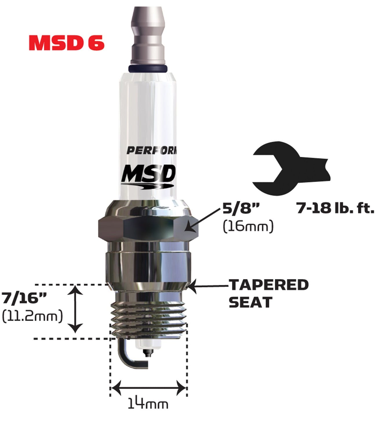 MSD Performance 37224 Spark Plug, 6IR5Y, 4-Pack