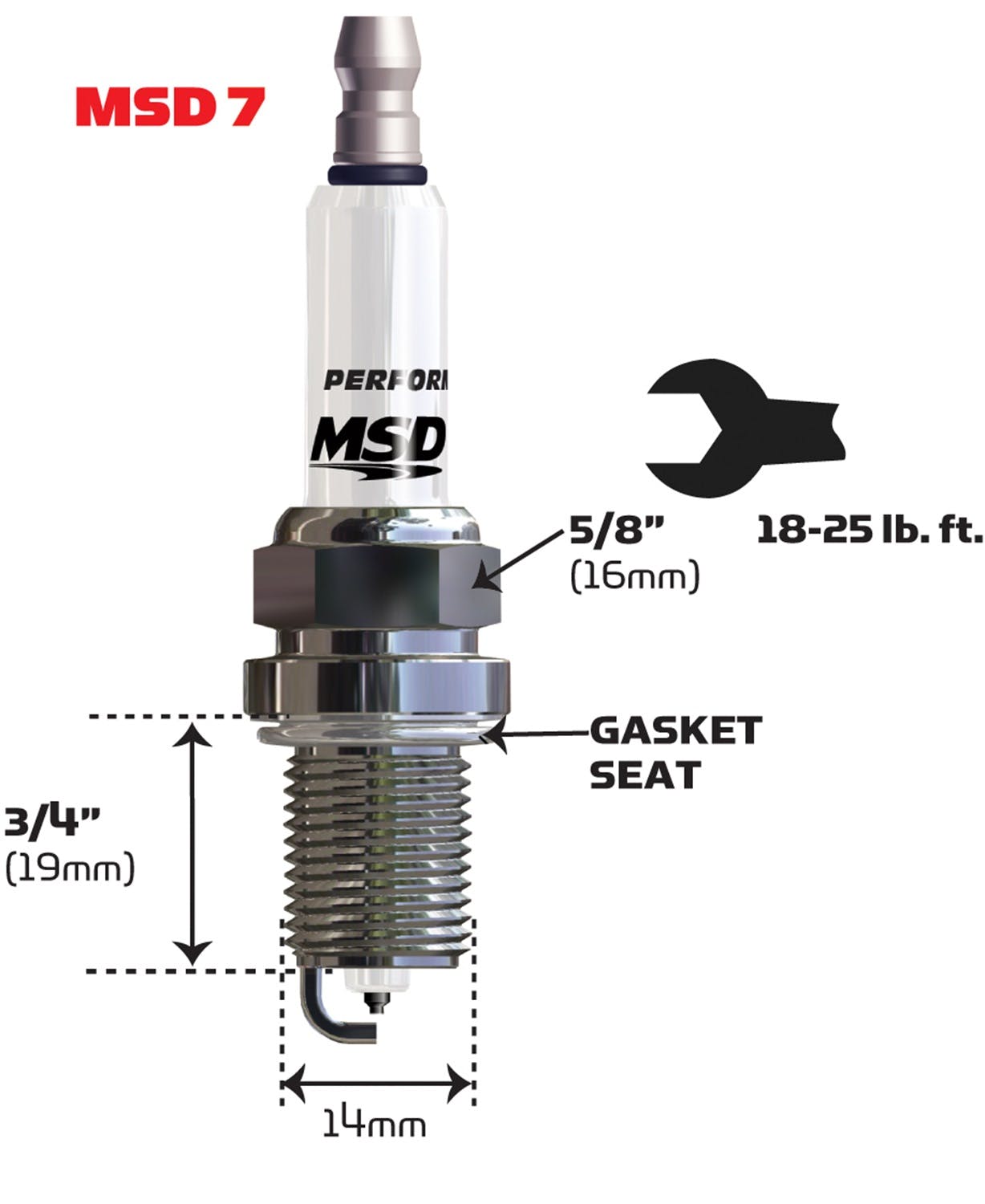 MSD Performance 37264 Spark Plug, 7IR6L, 4-Pack