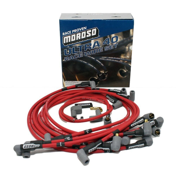Moroso 73690 Ultra 40 Red Custom Wire Set (Unsleeved, BBC, Under Header/Non-HEI)