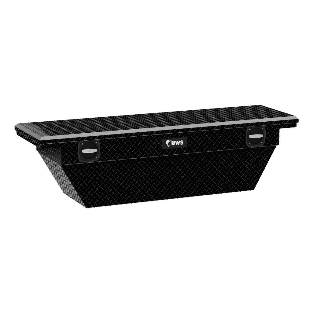 UWS GLOSS BLACK ALUMINUM 69-inch DEEP ANGLED SECURE LOCK TRUCK TOOL BOX WITH LOW PROFILE SLD-69-A-LP-BLK