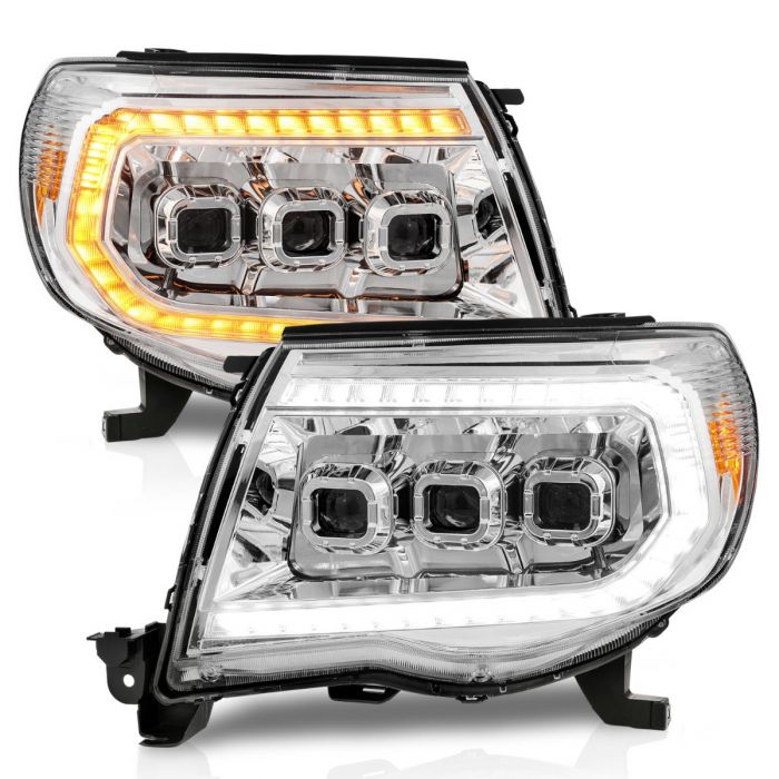 AnzoUSA 111582 TOYOTA TACOMA 05-11 FULL LED PROJECTOR HEADLIGHTS CHROME SWITCHBACK W/ INITIATION FEATURE and SEQUENTIAL SIGNAL