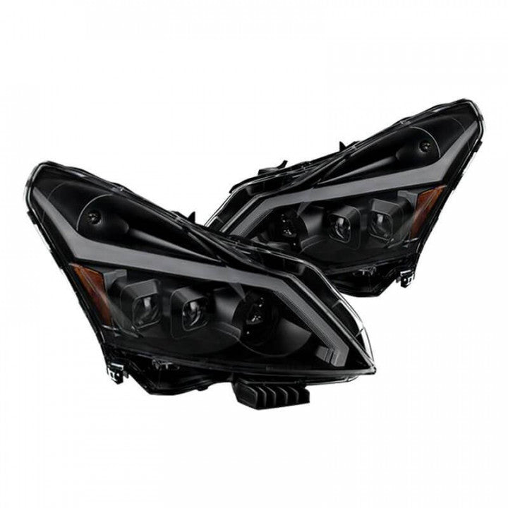 XTUNE POWER 9043093 Infiniti G37 Sedan 2010 2013 2011 2012 G25 2015 Q40 LED Stripe Projector Headlights with Sequential Turn Signal Black Smoked Low Beam use stock HID ; High Beam H7 ; Signal LED 7440