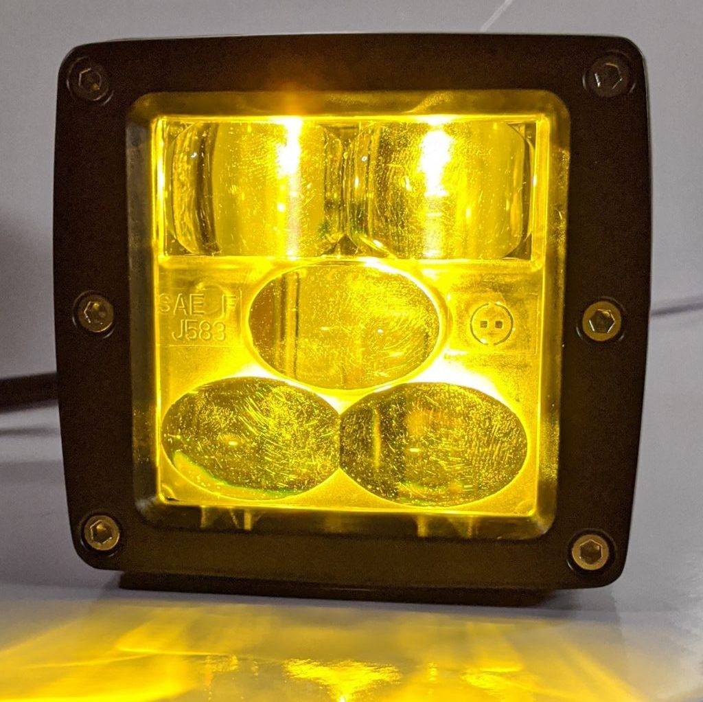 BrightSource 3 inch Cube Light Kit, .Driving/Spot Pattern, Yellow SAE/DOT Compliant 75003